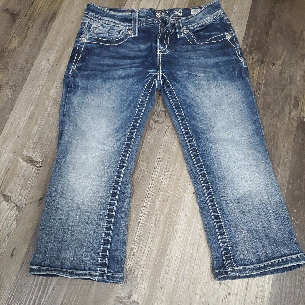 Miss Me Cuffed Capri Denim Cropped Jeans Girls Sz 14